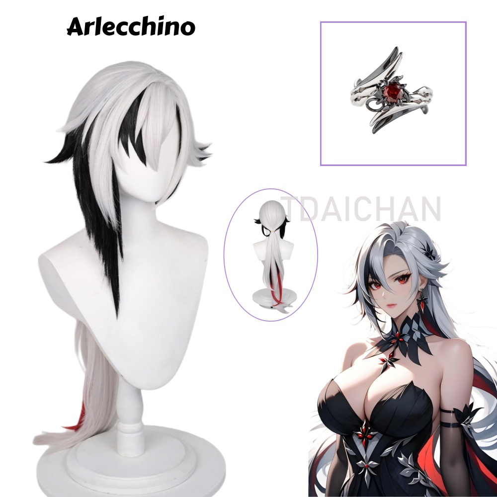 Anime Cosplay Wig Heat Resistant - Genshin Impact Arlecchino 코스프레 가발 롱