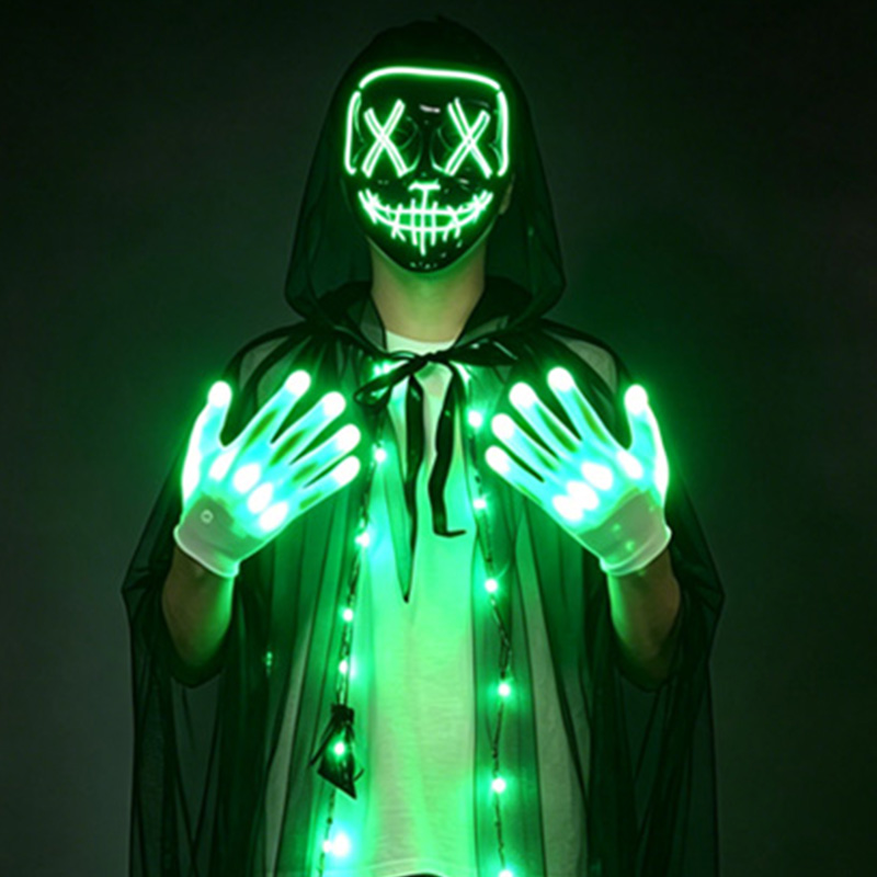 Led Purge Mask Halloween - LED 해골 마스크, 발광 장갑 세트,
