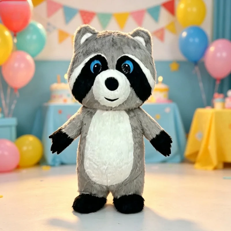 Costumes - 회색 플러시 소재의 풍선 라쿤 마스코트