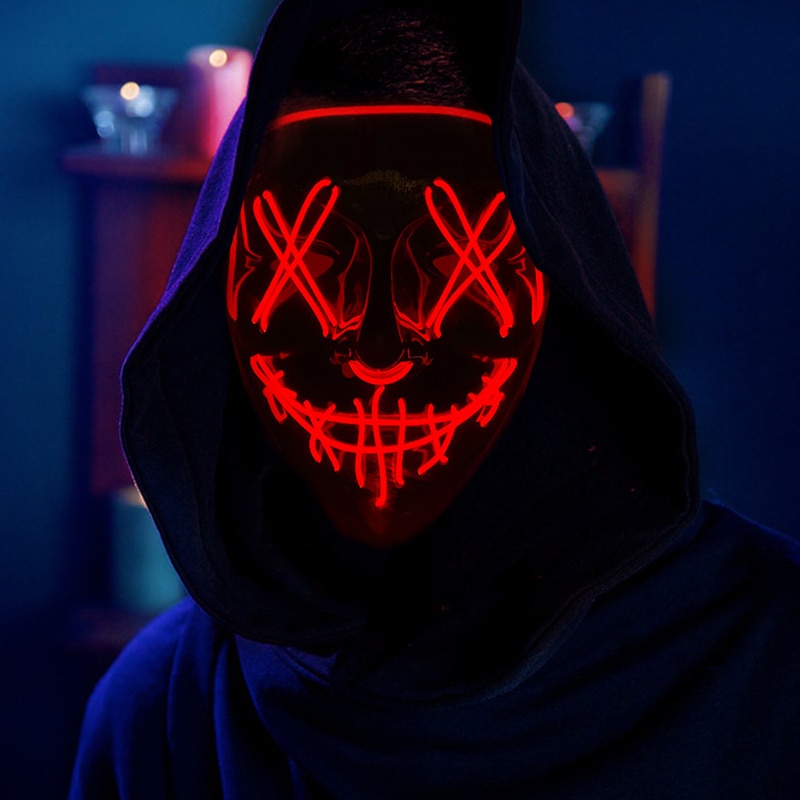 Led Purge Mask Halloween - 할로윈 네온 LED 발광 마스크, 야광