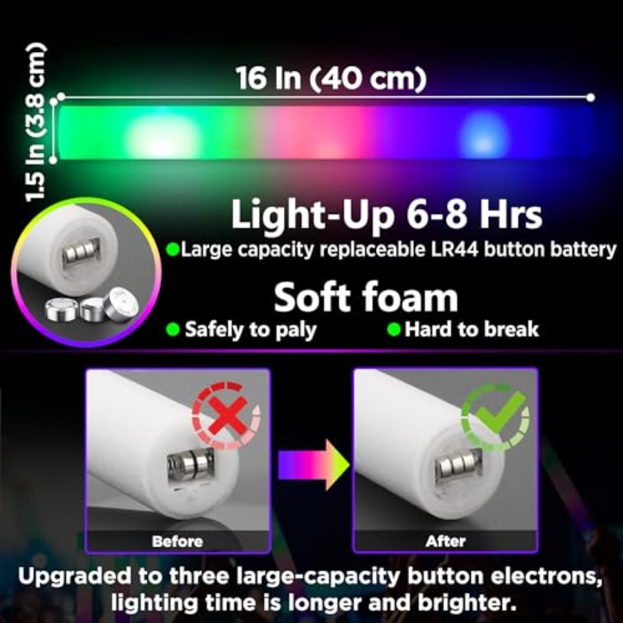 폼 야광봉 대량 파티팩, L16인치 대형 LED 라이트 - Flashing Led Foam Sticks Party 리뷰 및 가격